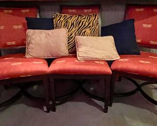 UPHOLSTERED CHAIRS, DECORATOR PILLOWS