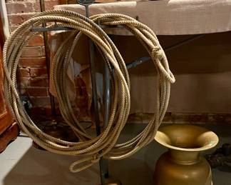 ROPING ROPES, BRASS SPITTOON