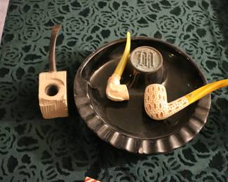 Vintage Meerschaum Pipes, Unfinished Briar Wood Pipe, Vintage Ashtray
