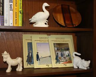 Books, White Pottery Animals