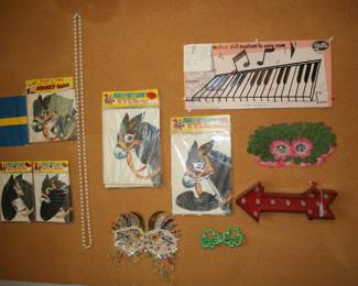 Vintage Pin-The-Tail Party Games, Masks, Decor