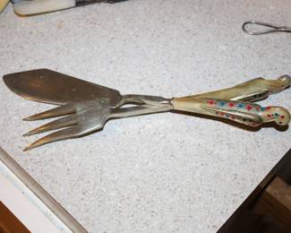 Vintage S&A Haddad Jezzine Horn Bird-Handled Carving Set