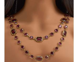 Vintage Chanel amethyst Chiclet Sautoir necklace