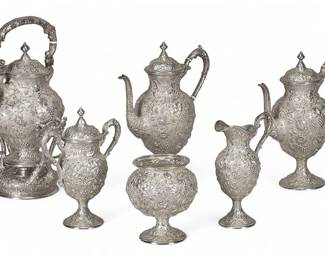 Loring Andrews Co. 6pc Repousse Tea Set