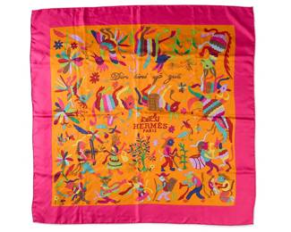 Hermes Zin Tini Ya Zue Silk Scarf