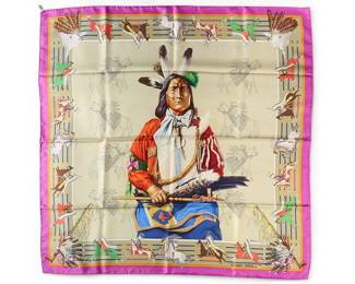  Hermes Pani La Shar Pawnee silk scarf