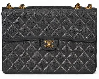 Chanel Black Quilted Caviar Jumbo Classic Flap Bag