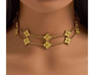 Vintage Van Cleef Arpels 18K Alhambra Necklace