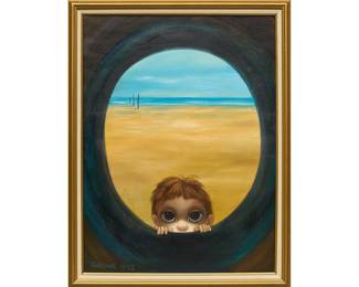 Margaret Keane, The Beach Pipe , 1973, oil on canvas