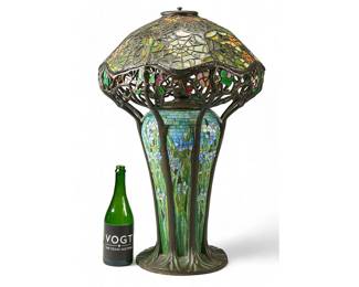  TiffanyStyle Leaded Glass Lamp with Floral Base