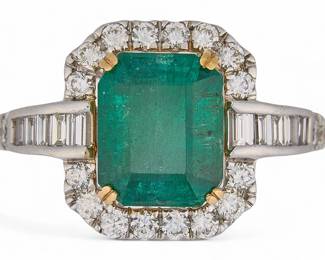14K Emerald and Diamond Ring