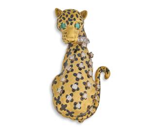 Vintage 18K Diamond Panther Pin