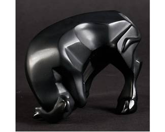 Lalique Black Crystal Vuelta Taureau Bull Figure