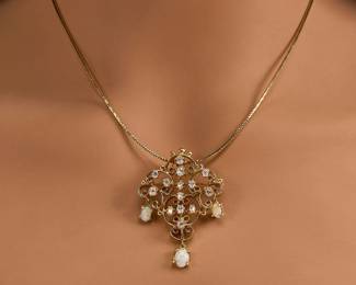18K Opal Diamond Necklace