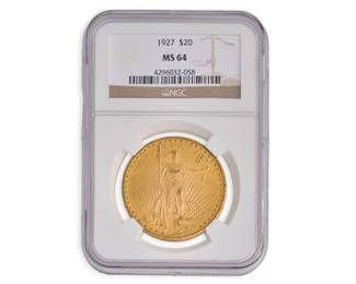 1927 MS64 St Gaudens Double Eagle Gold Coin