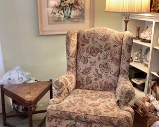 Oak Side Table and floor lamp Chair Not For Sale