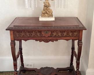 Victorian Vanity Table , Garniture w/ Crystal Drops