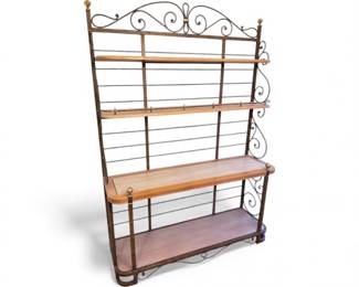154 FrenchCountryBakersRackwith4WoodenShelvesMetalFrame