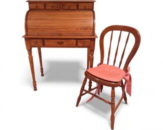 140 VintageTellCityYoungRepublicMapleRollTopDeskChair