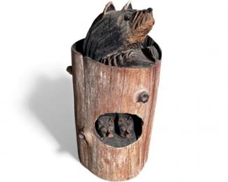 253 HandcraftedWoodenBearStatueWildlifeYardArt