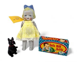 231 MtStHelensAshPorcelainDollDollsMilkBottleDogFigurine
