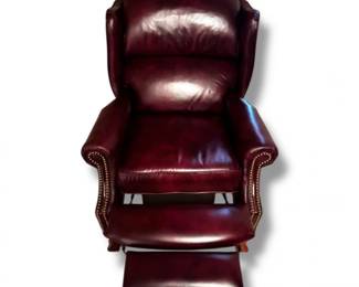 52 LaZBoyMahoganyLeatherWingbackRecliner