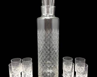 5 RosenthalStudioLinieEtchedGlassDecanter8StemmedGlassesSet