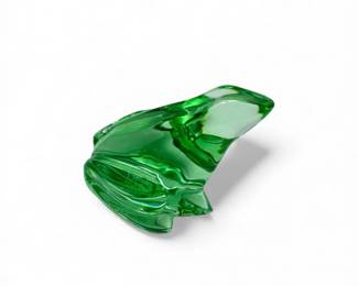 90 BaccaratCrystalEmeraldGreenMiniFrogFigurineSignedStamped