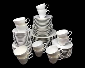 73 RosenthalClassicRoseWhiteEmbossedDinnerware86PieceGermany