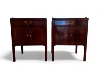 62 BakerFurnitureGeorgianStyleNightstandswGlassTops