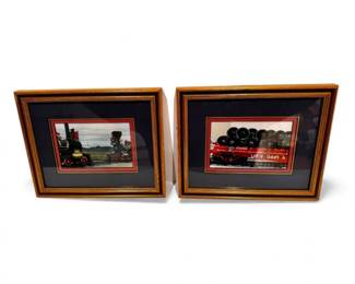 111 PairofFramedTrainPhotographsHistoricSteamEngineFreightCar