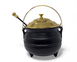 205 CastIronFireplaceFirestarterPotwBrassLidWickRod