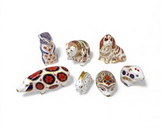 202 RoyalCrownDerbyPaperweightFigurinesSpanielBulldogRabbit