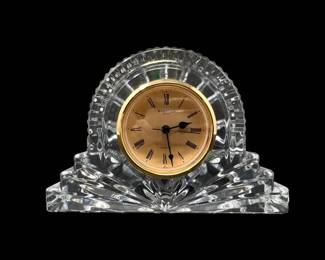 26 WaterfordCrystalWhartonMantelClockMarkedIreland