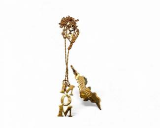155 14KGoldChainwMOMIslandPendantsTangled346g