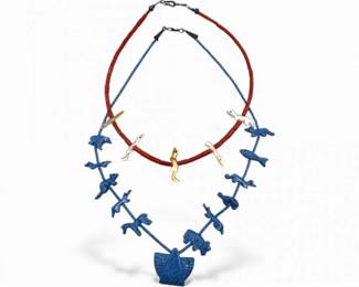 36 ZuniFetishBeadedNecklacesCarvedAnimalFetishes