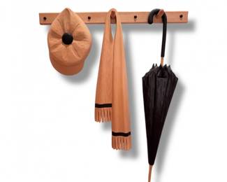 150 HandCarvedWoodenWallDecorSetHatScarfUmbrellaonCoatRack