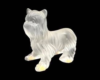 86 LaliqueFrostedCrystalYorkshireTerrierFigurineSigned