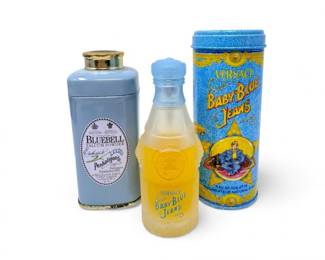 41 VintagePenhaligonsBluebellTalcNEWVersaceBabyBlueJeansEDT