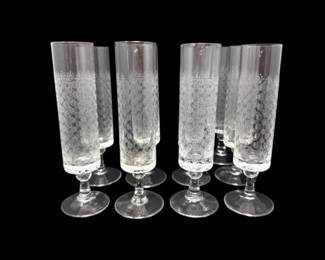 7 9pcsRosenthalStudioLinieRomanceEtchedCrystalChampagneFlutes