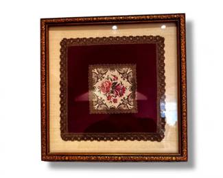 137 FramedFloralEmbroideryArtworkwithOrnateGoldFrame