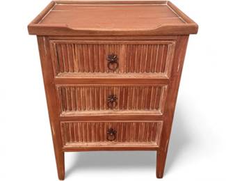 128 RusticWoodenEndTablewDovetailDrawers