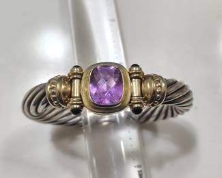 Designer 18kt and sterling with sapphire and amethyst cuff