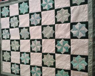 Amazing X large blue and white vintage quilt.