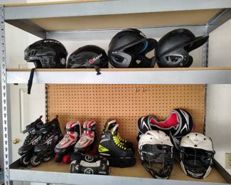 Hockey , lacrosse , and roller blade accessories.