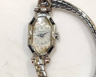 Rare germinal Voltaire art deco women's watch in platinum