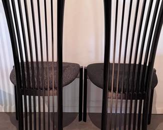 Set Of 7 Black High Back Dining Room Chairs