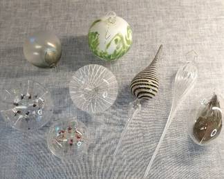 White, Clear And Opaque Ornaments Handblown Glass