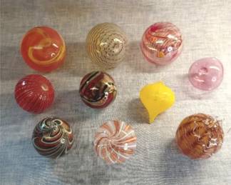 Red, Orange And Pink Ornaments Handblown Glass