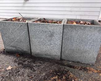 Set Of 3 Concrete Granite Planters Grey